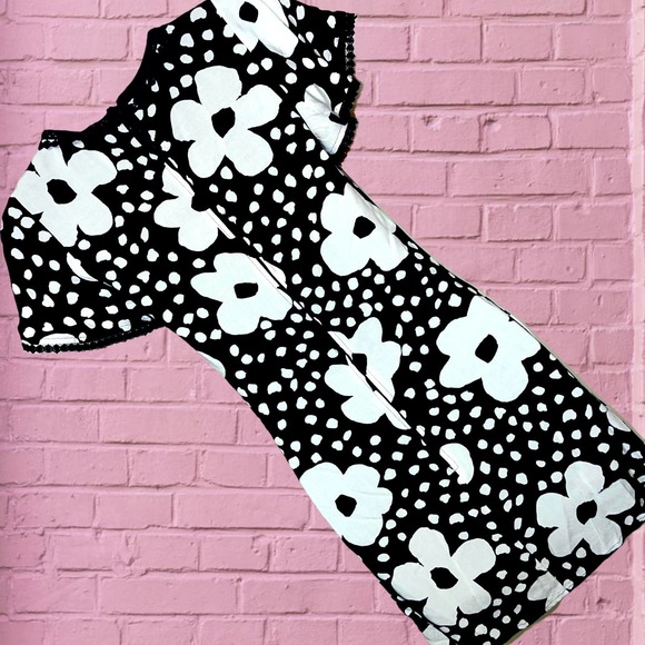 ModCloth Retro Daisy Black White Floral Polka Dot Dress XXS - Picture 3 of 7